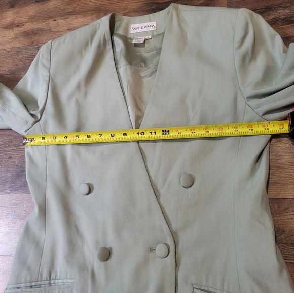 Vintage Sage Green 2-Piece Sarah Chapman Blazer & Maxi Skirt Set Size 8 - Picture 9 of 9